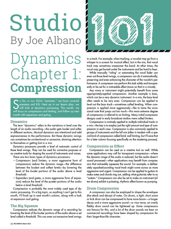 Studio 101 – Dynamics Chapter 1: Compression