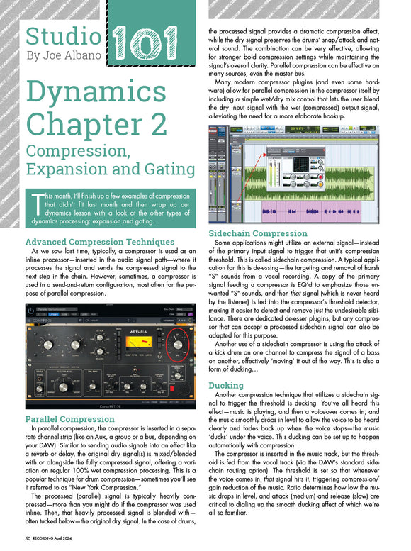 Studio 101 - Dynamics Chapter 2: Compression, Expansion and Gating