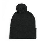Embroidered Pom-Pom Beanie — "Shut Up Recording" Knit Cap
