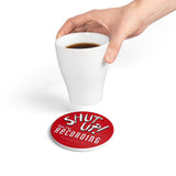 Shut Up! We're RECORDING Coaster Set | Retro Style Drink Coasters | Home Bar Decor | Gift for Music Lovers | Recording Studio Essentials, Funny