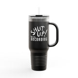 Shut Up! We're RECORDING - Insulated Travel Mug - Perfect for Coffee Lovers, Office Workers & Road Trips - Ideal Gift for Students, Birthdays, Holidays, Quotes