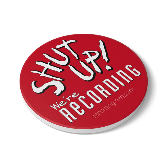 Shut Up! We're RECORDING Coaster Set | Retro Style Drink Coasters | Home Bar Decor | Gift for Music Lovers | Recording Studio Essentials, Funny