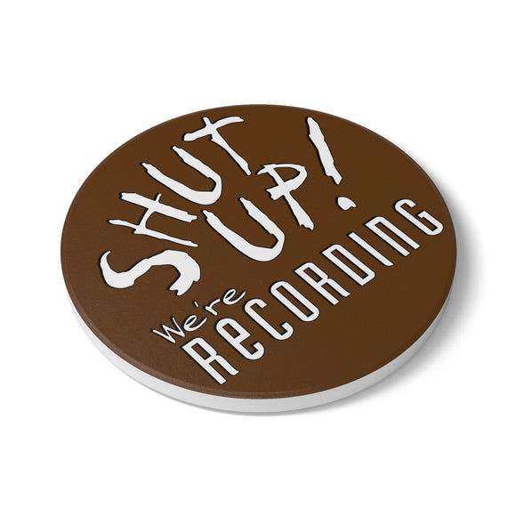 Shut Up! We're RECORDING Coaster Set | Retro Style Drink Coasters | Home Bar Decor | Gift for Music Lovers | Recording Studio Essentials, Funny