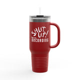 Shut Up! We're RECORDING - Insulated Travel Mug - Perfect for Coffee Lovers, Office Workers & Road Trips - Ideal Gift for Students, Birthdays, Holidays, Quotes