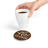 Shut Up! We're RECORDING Coaster Set | Retro Style Drink Coasters | Home Bar Decor | Gift for Music Lovers | Recording Studio Essentials, Funny