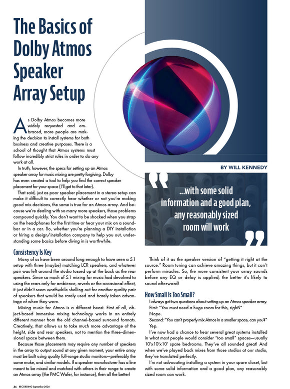 The Basics of Dolby Atmos Speaker Array Setup