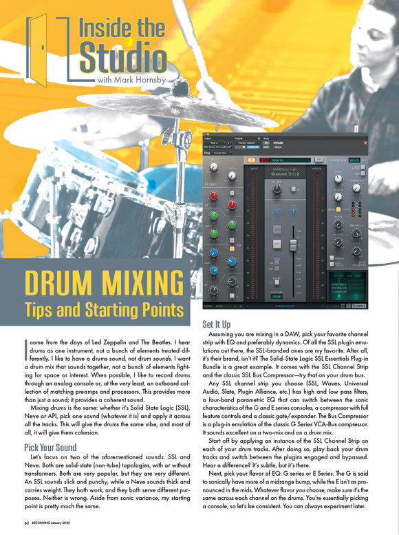 Inside the Studio - Drum Mixing: Tips and Starting Points