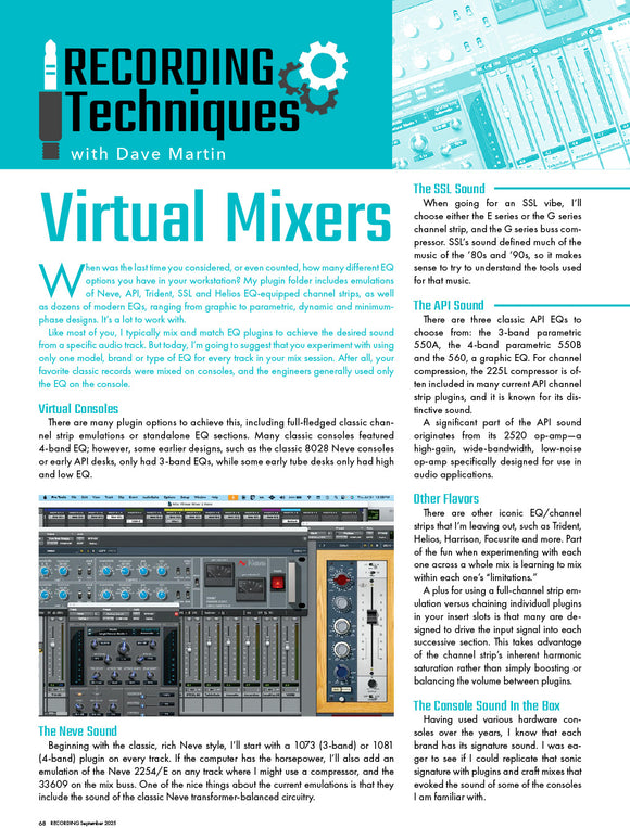 Recording Techniques – Virtual Mixers