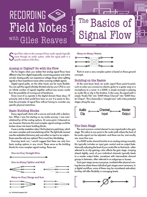RECORDING Field Notes - The Basics of Signal Flow