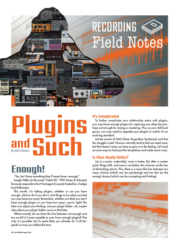 RECORDING Field Notes – Plugins and Such