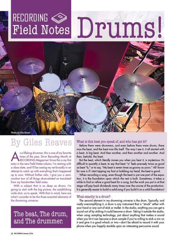 RECORDING Field Notes – Drums!