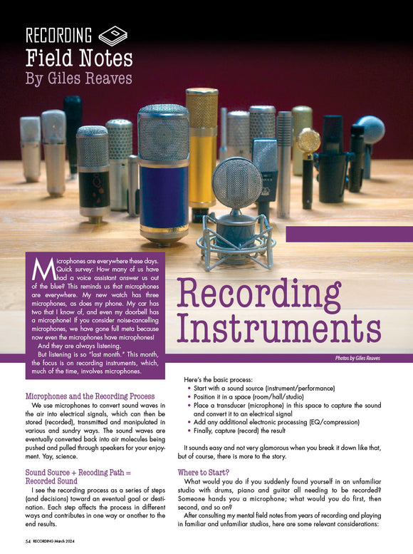 RECORDING Field Notes – Recording Instruments