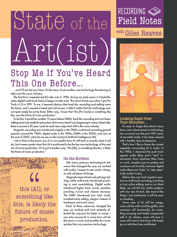 RECORDING Field Notes – State of the Art(ist)