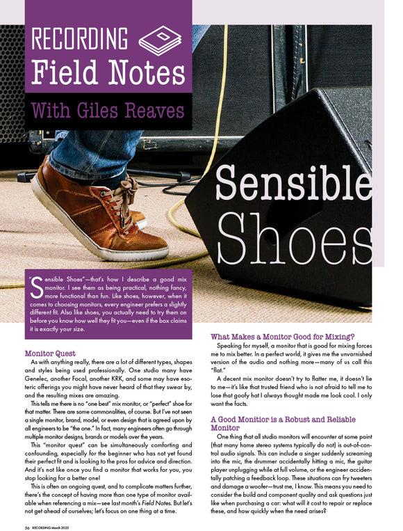 RECORDING Field Notes – Sensible Shoes