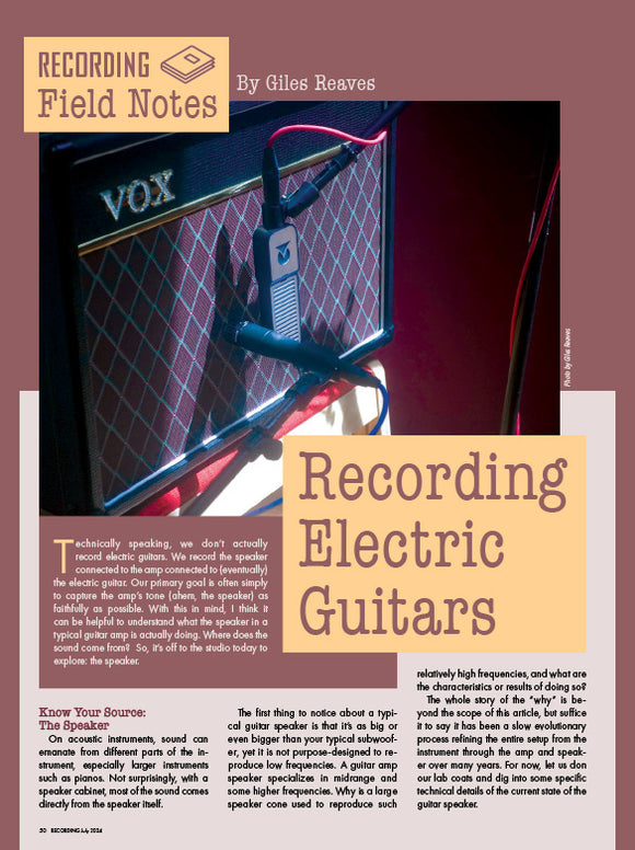 RECORDING Field Notes – Recording Electric Guitars