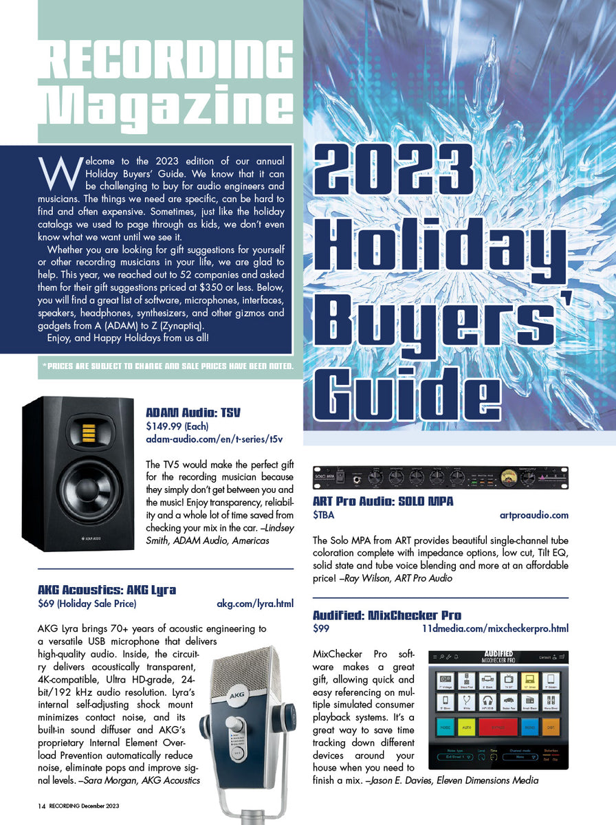 RECORDING Magazine's 2023 Holiday Buyers’ Guide – Recording Magazine