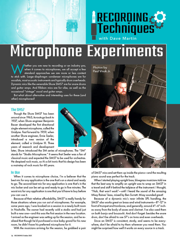 Recording Techniques – Microphone Experiments