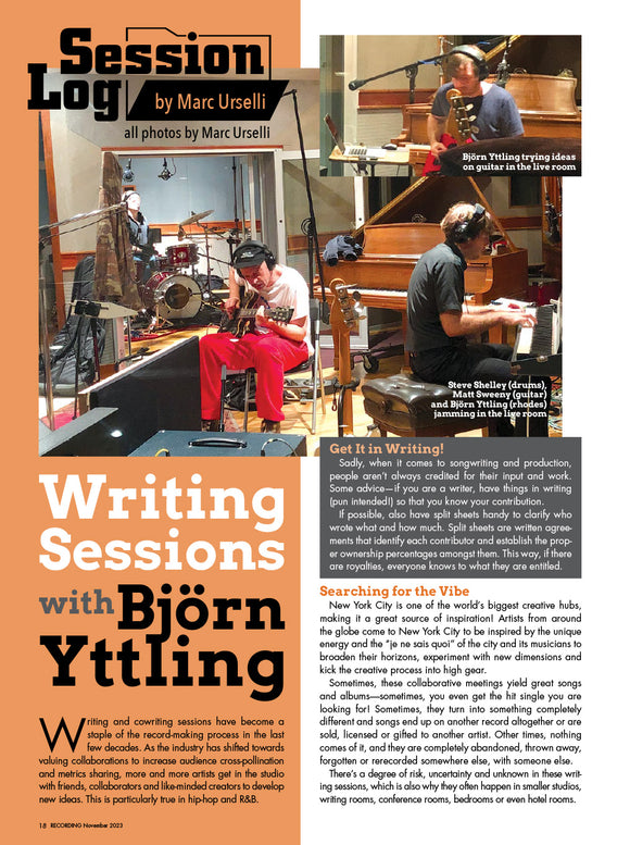 Session Log - Writing Sessions with Björn Yttling