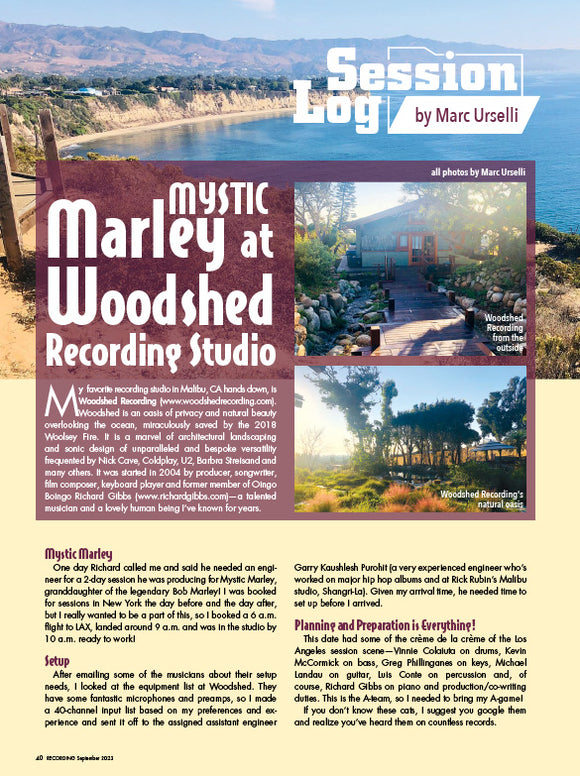 Session Log – Mystic Marley at Woodshed Recording Studio