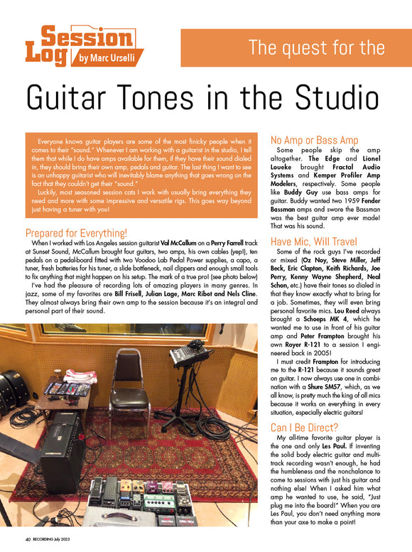 Guitar Tones in the Studio