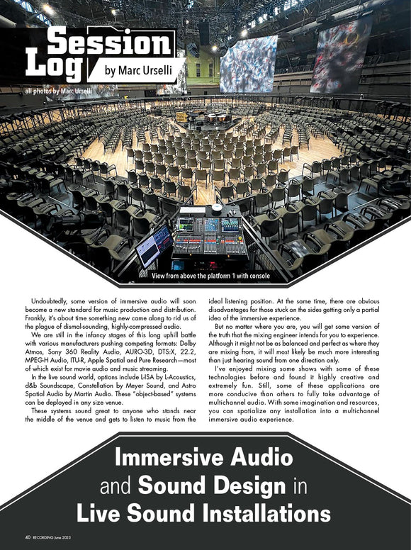 Session Log – Immersive Audio and Sound Design in Live Sound Installations