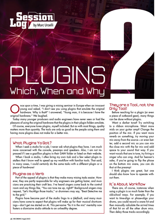 Session Log - Plugins: Which, When and Why?