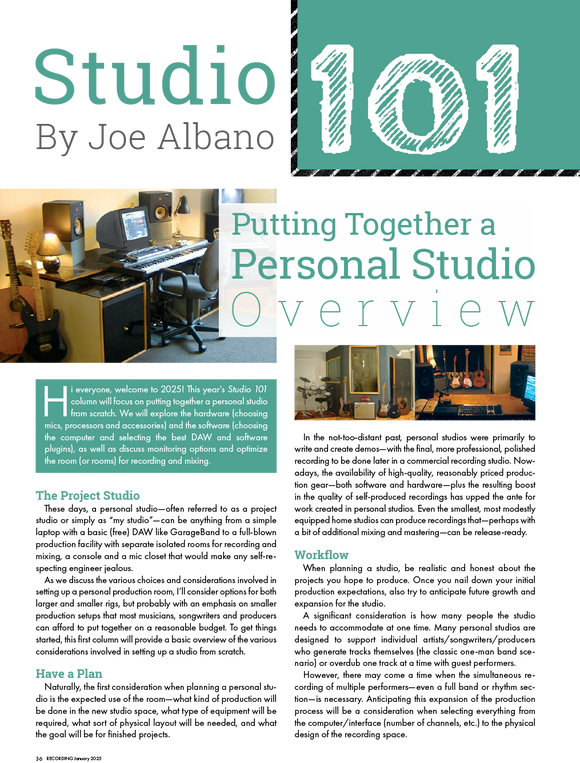 Studio 101 - Putting Together a Personal Studio (Overview)