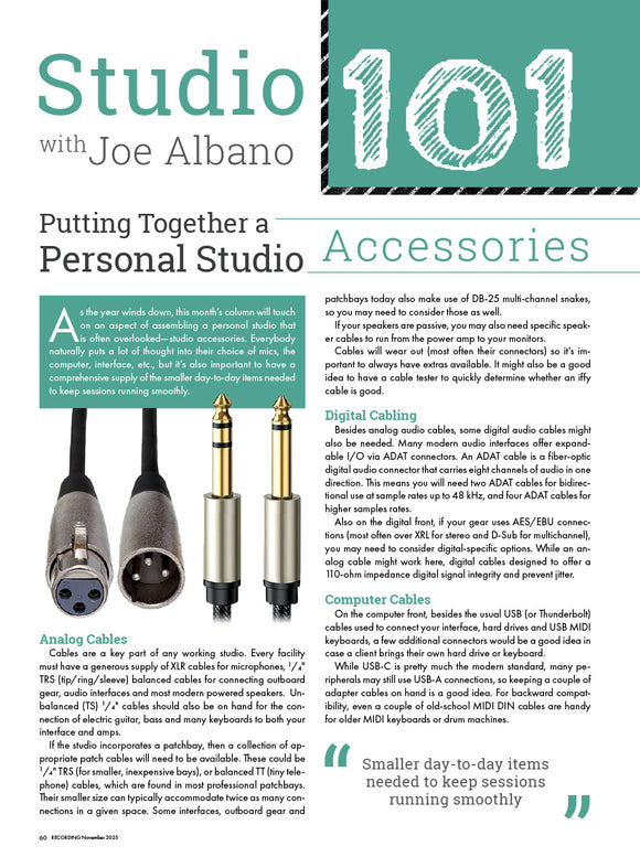 Studio 101 – Putting Together a  Personal Studio: Accessories