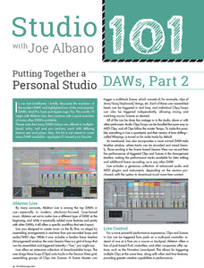 Studio 101 – Putting Together a  Personal Studio: DAWs, Part 2