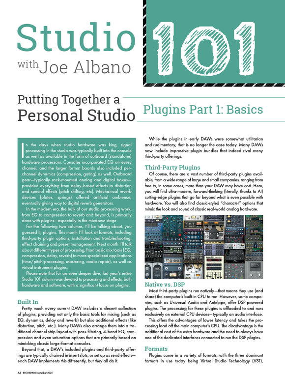 Studio 101 – Putting Together a  Personal Studio: Plugins, Part 1