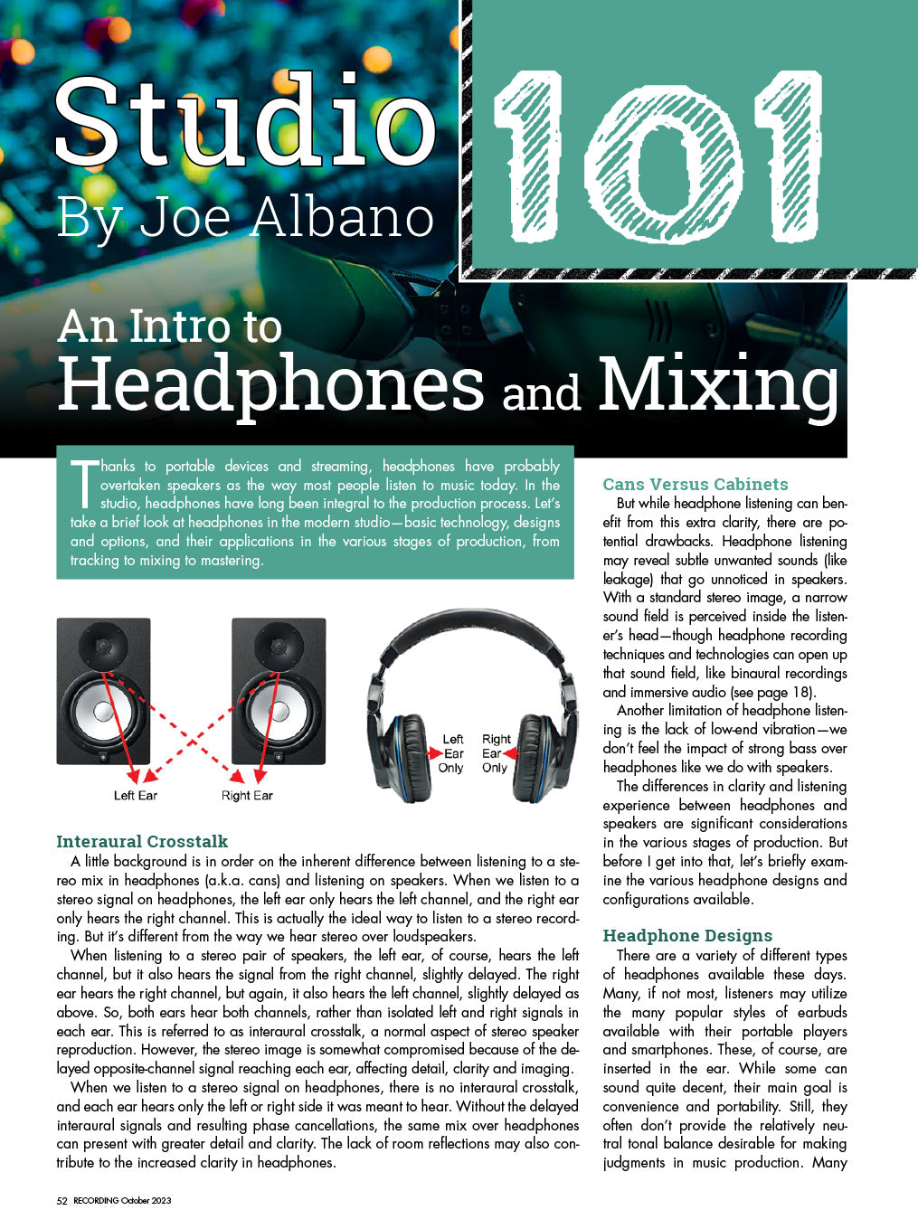 Studio 101 – An Intro to Headphones and Mixing – Recording Magazine