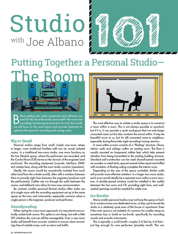 Studio 101 - Putting Together a Personal Studio (The Room)