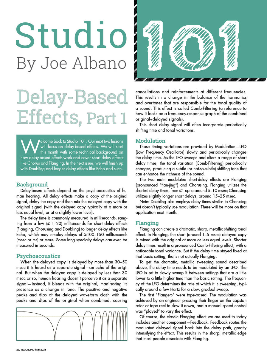 Studio 101 – Delay-Based Effects, Part 1 – Recording Magazine