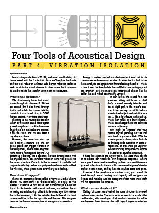 Four Tools of Acoustical Design - Part 4: Vibration Isolation