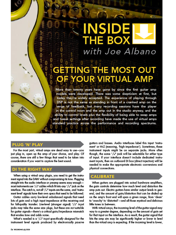 Inside the Box with Joe Albano: Getting the Most Out of Your Virtual Amp