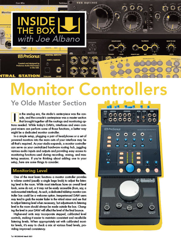 Inside the Box with Joe Albano: Monitor Controllers
