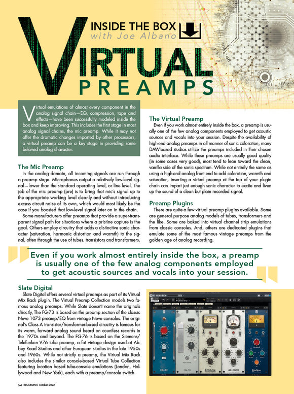 Inside the Box – Virtual Preamps
