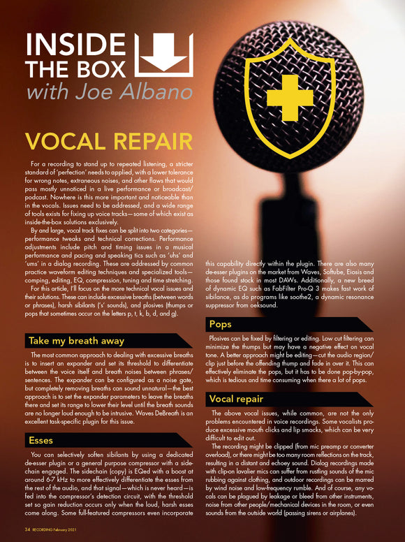 Inside the Box with Joe Albano: Vocal Repair