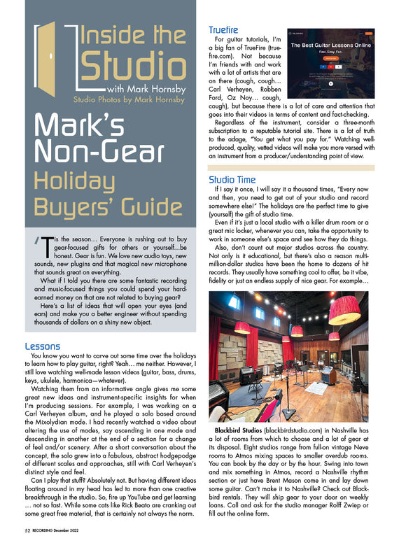 Inside the Studio – Mark’s Non-Gear  Holiday Buyers’ Guide