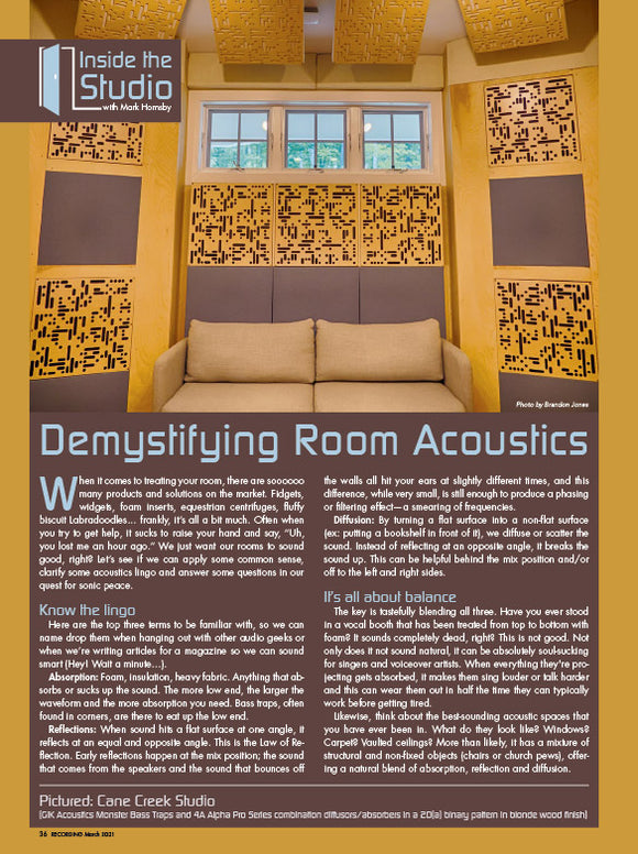 Inside the Studio with Mark Hornsby: Demystifying Room Acoustics