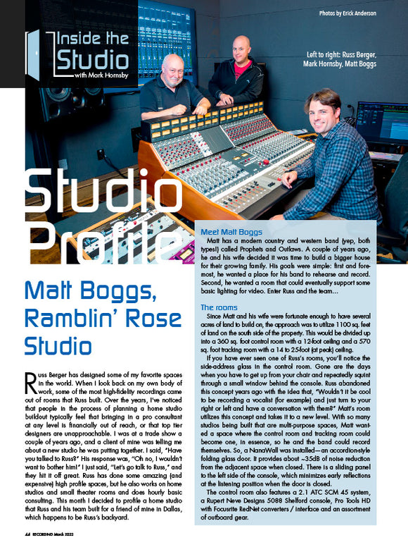 Inside the Studio - Studio Profile: Matt Boggs, Ramblin Rose Studio