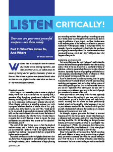Listen Critically - Part 2: What We Listen To, And Where