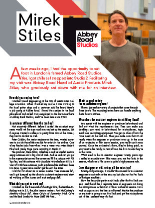 Interview with Mirek Stiles at Abbey Road Studios