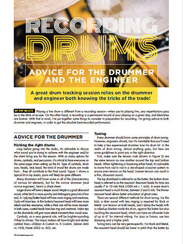 Recording Drums - Advice For The Drummer And The Engineer