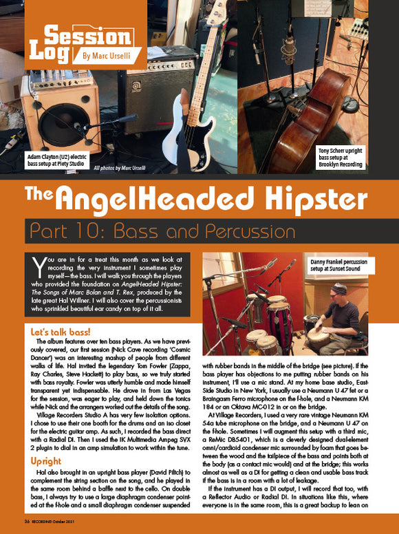 Session Log - The Angelheaded Hipster - Part 10: Bass and Percussion