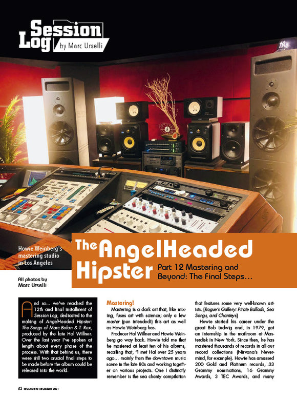 Session Log - The Angelheaded Hipster - Part 12 Mastering and Beyond: The Final Steps...