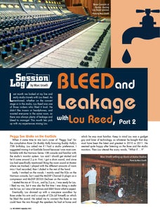 Session Log - Bleed and Leakage with Lou Reed, Part 2