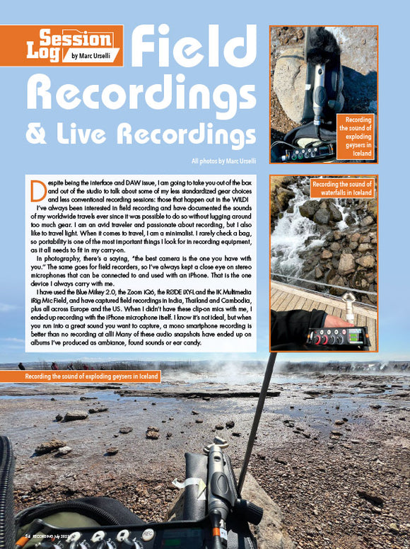 Session Log - Field Recordings & Live Recordings