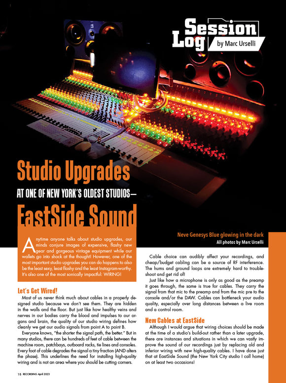 Session Log – Studio Upgrades at One of New York’s Oldest Studios—EastSide Sound