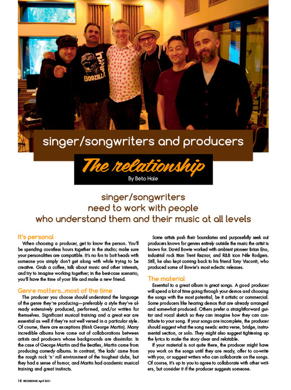Singer/Songwriters and Producers: The Relationship